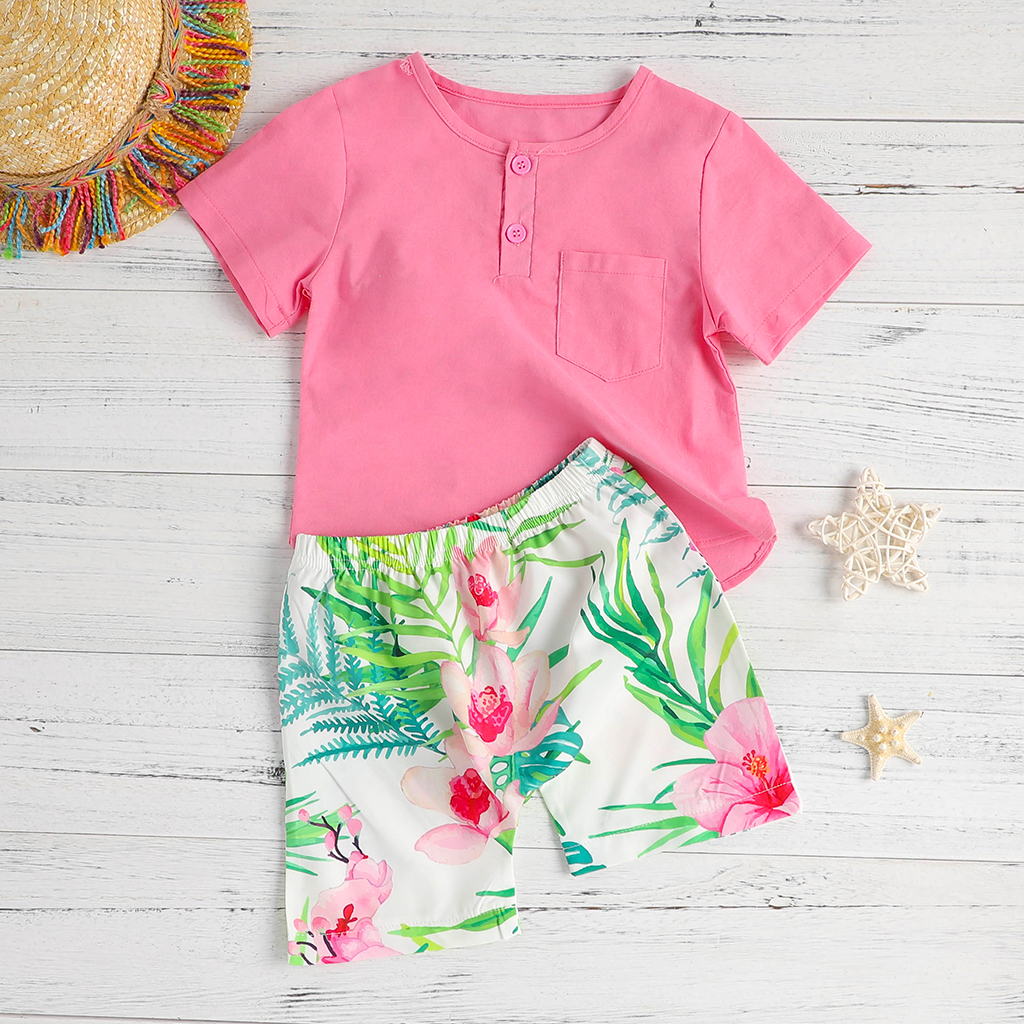

Fashionable Floral Print Tee and Shorts Set Toddler and Boy