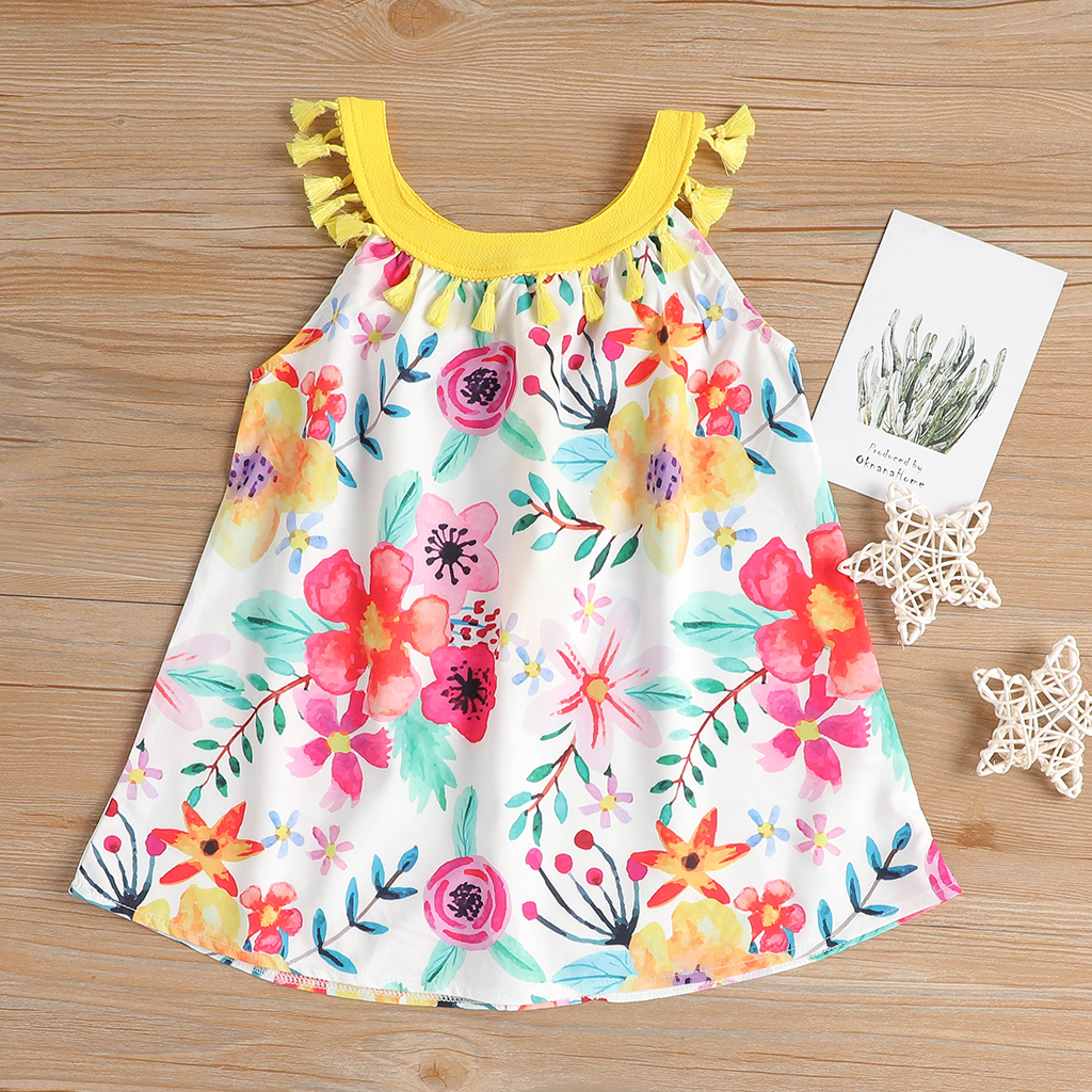

Stylish Boho Tassel Floral Print Sleeveless Dress for Baby and Toddler