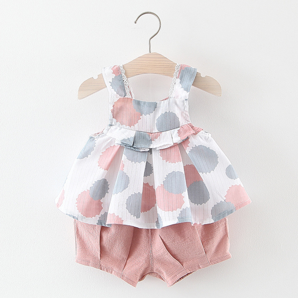 

Baby Girl Pleated Polka Dot Tank and Shorts Set