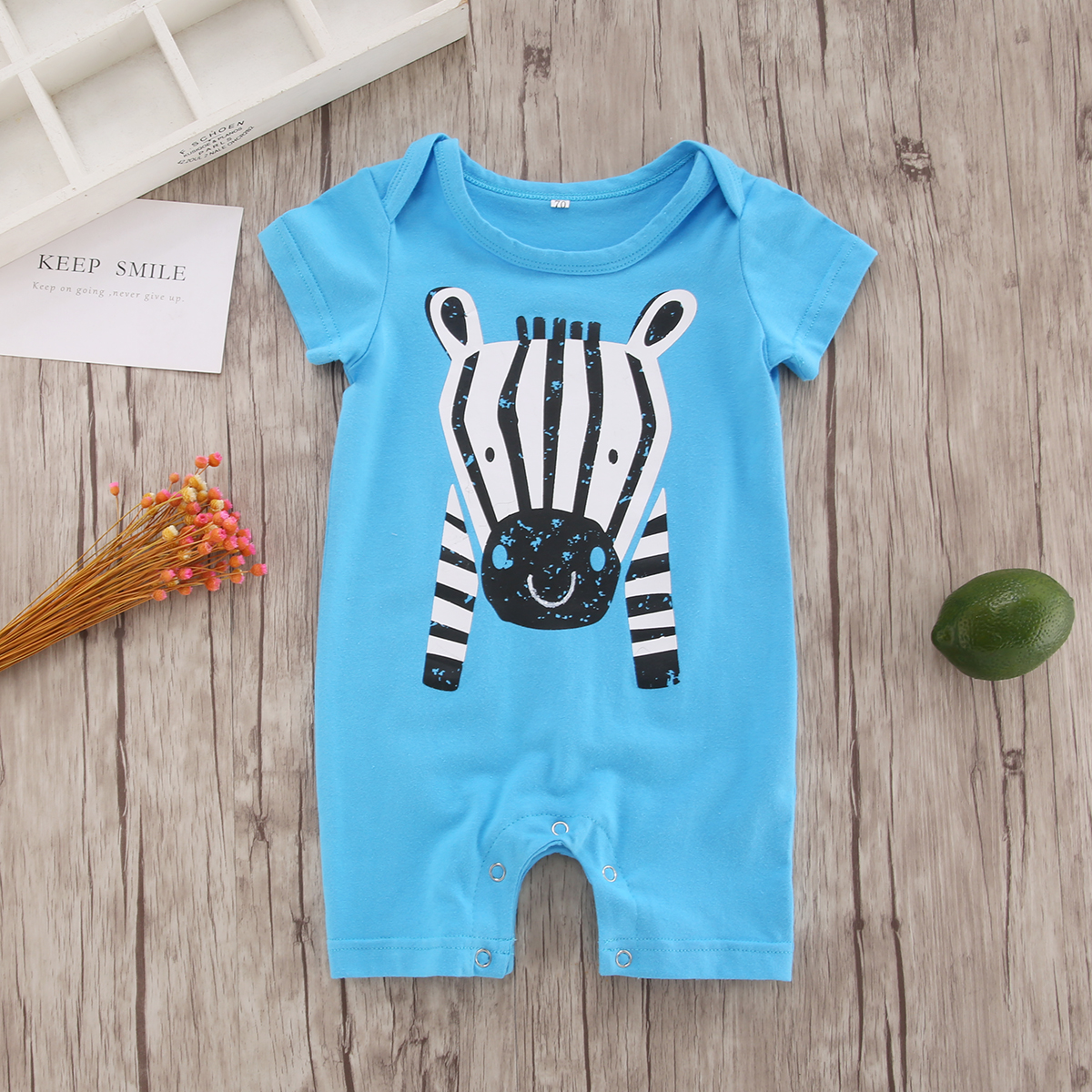 

Baby/Toddlers Zabra Pattern Jumpsuit Romper Blue Bodysuit