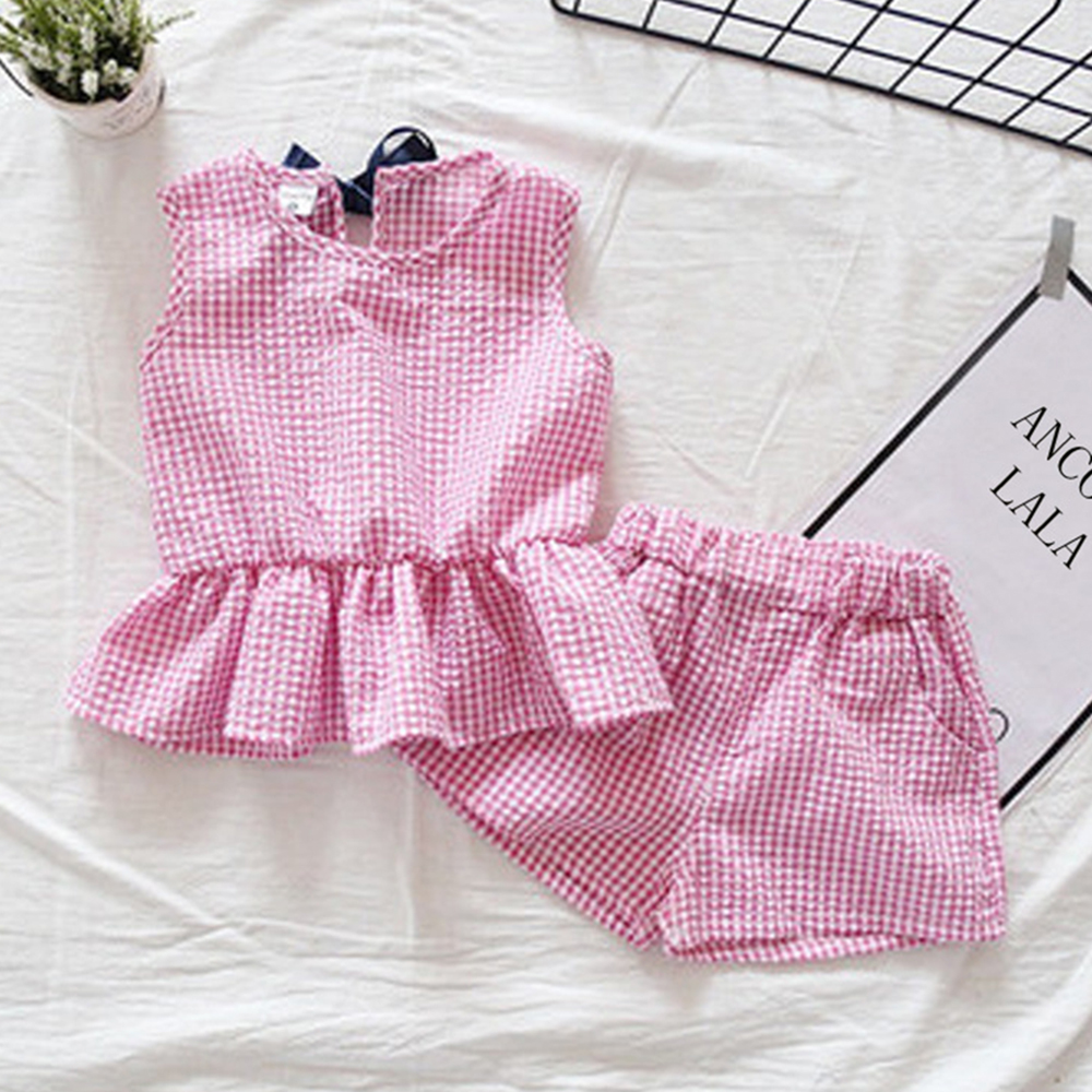 

Ruffle-Hem Plaid Tank and Shorts Set