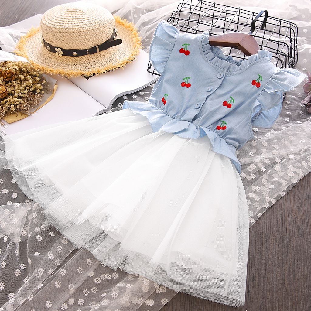

Ruffle Cherry Denim Tulle Dress
