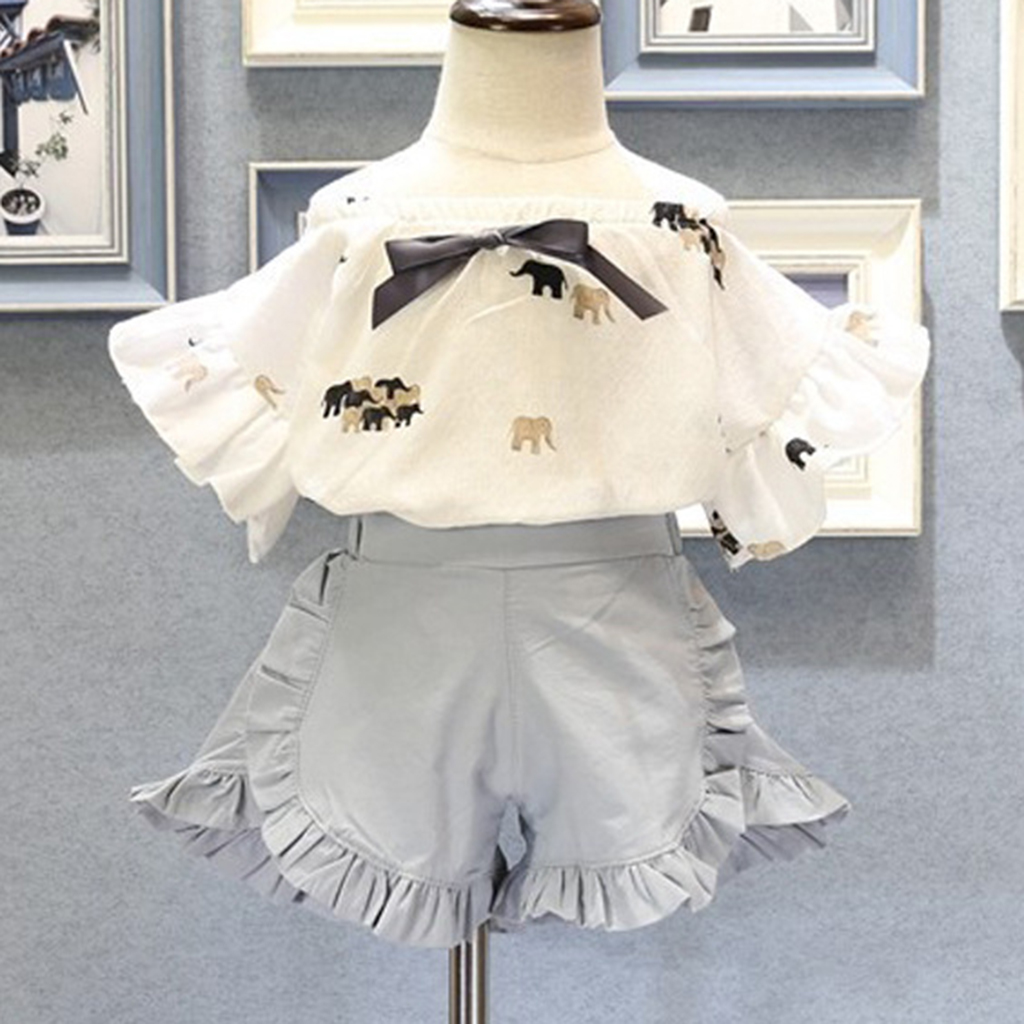 

Elephant Off The Shoulder Blouse and Shorts Set