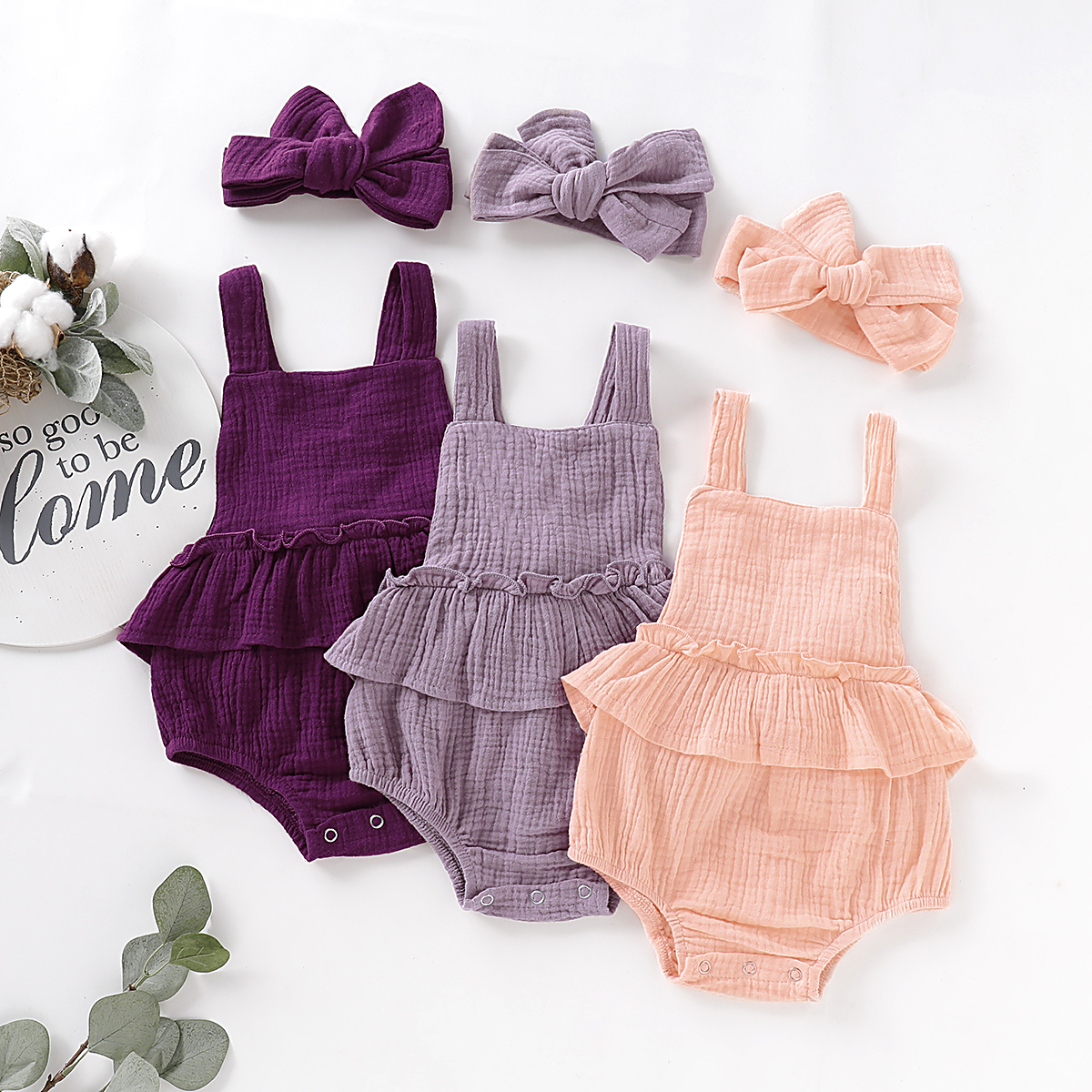 

Baby Solid Cake Style Bodysuit and Headband
