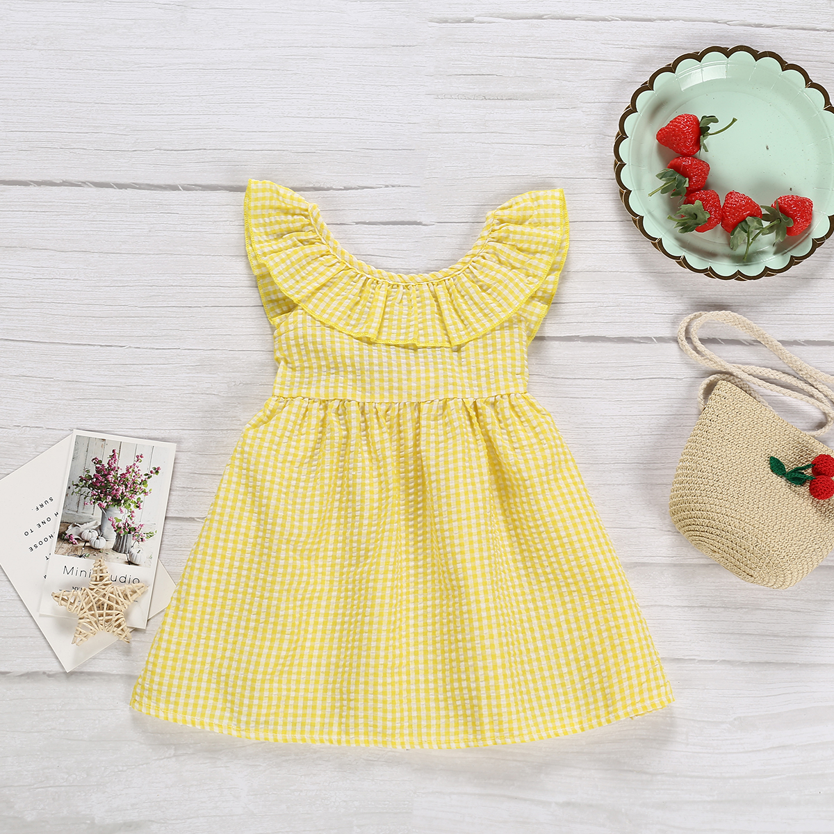 

Baby Girl Stripe Off Shoulder Sleeveless Dress