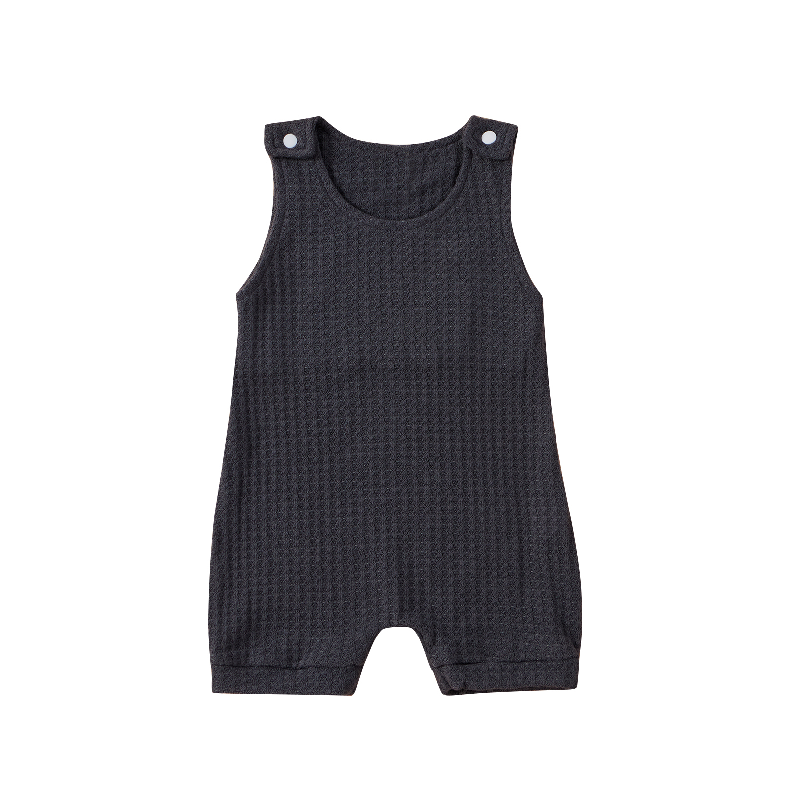 

Solid Round Neck Sleeveless Baby Romper