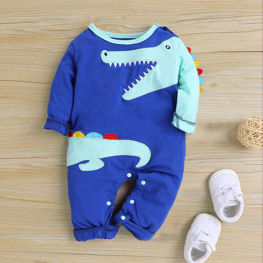 

Baby Boy Dinosaur Embroidery Long-sleeve Jumpsuit