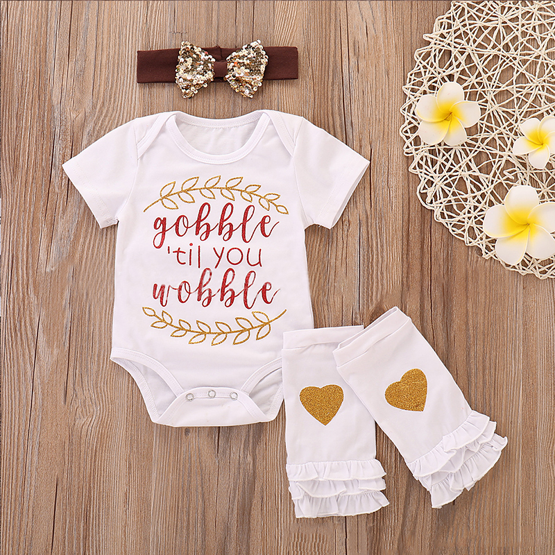 

3-piece Baby Girls Letter Print Bodysuit and Headband Set