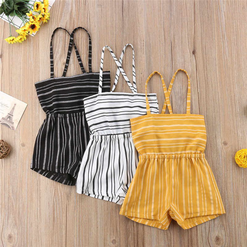 

Baby Girls Striped Overalls Romper