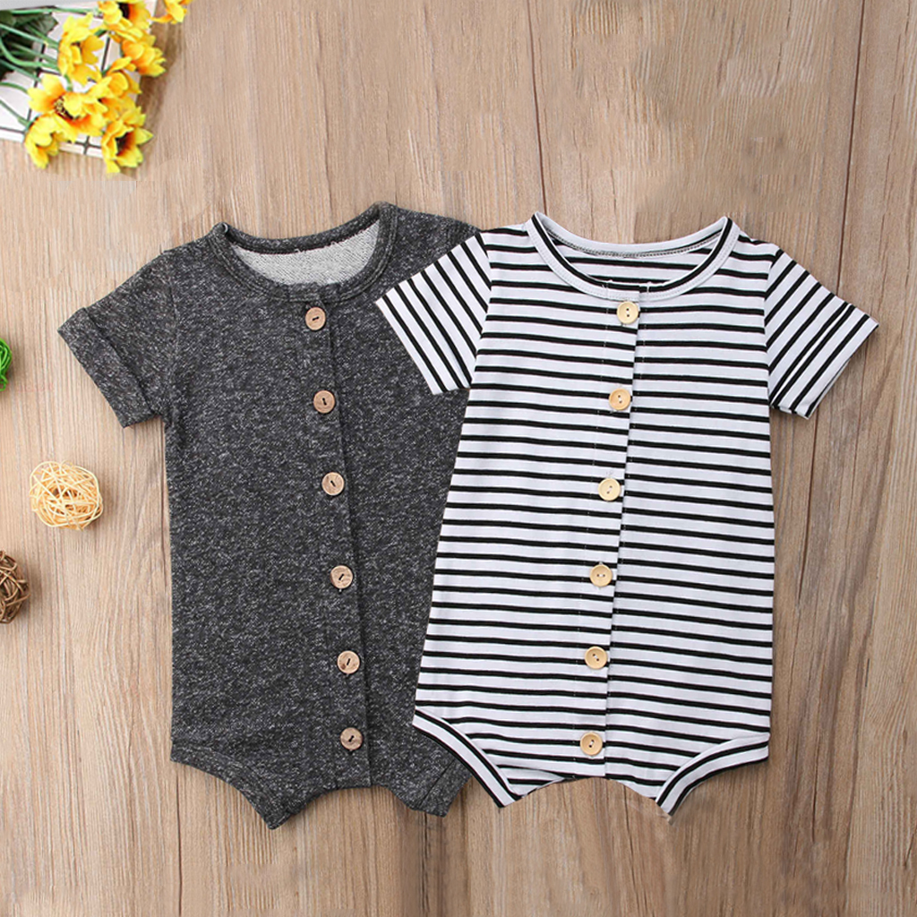 

100% Cotton Striped Short-sleeve Baby Romper