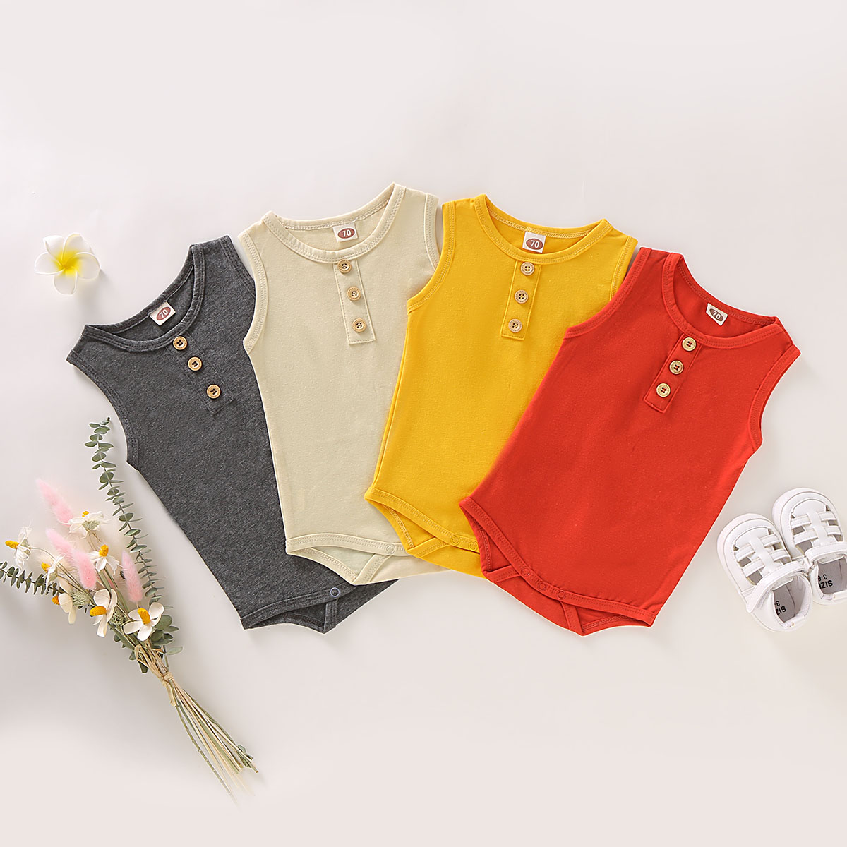 

Baby Solid Sleeveless Bodysuit