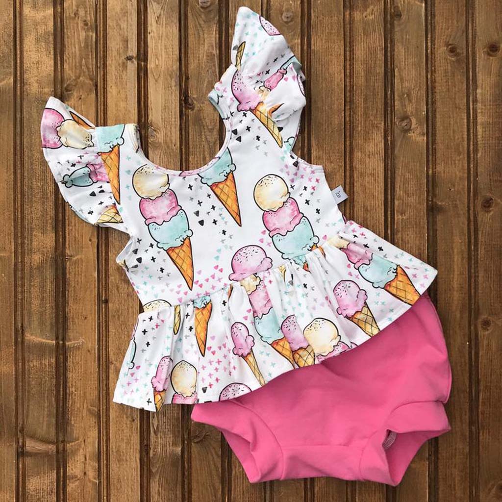 

2-piece Toddler Ice cream Print Top and Shorts Set
