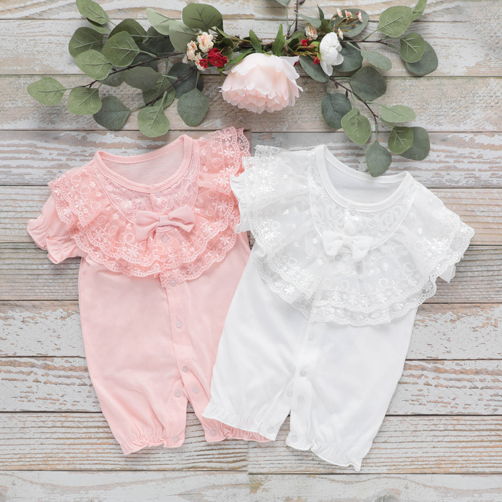 

Baby Girls Lace Collar Bow Romper