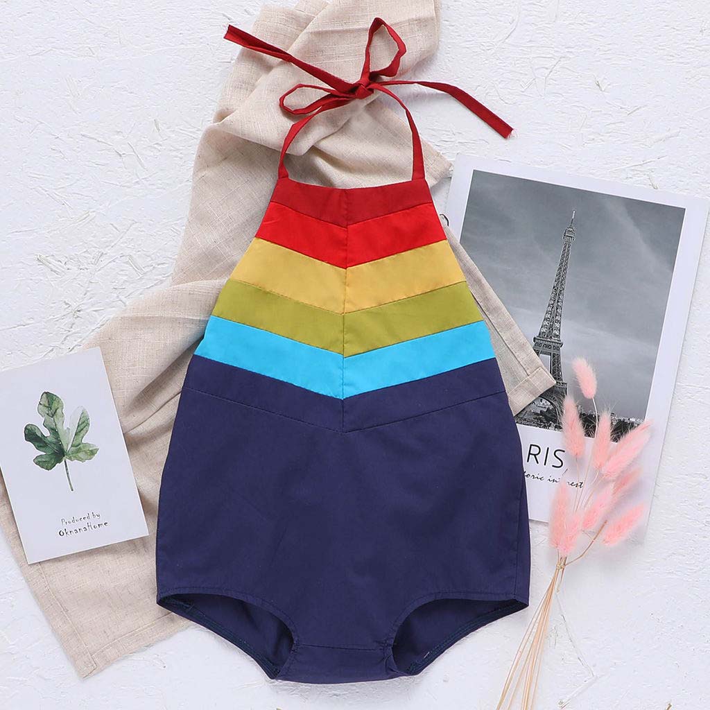 

Baby Rainbow Color Halter Bodysuit