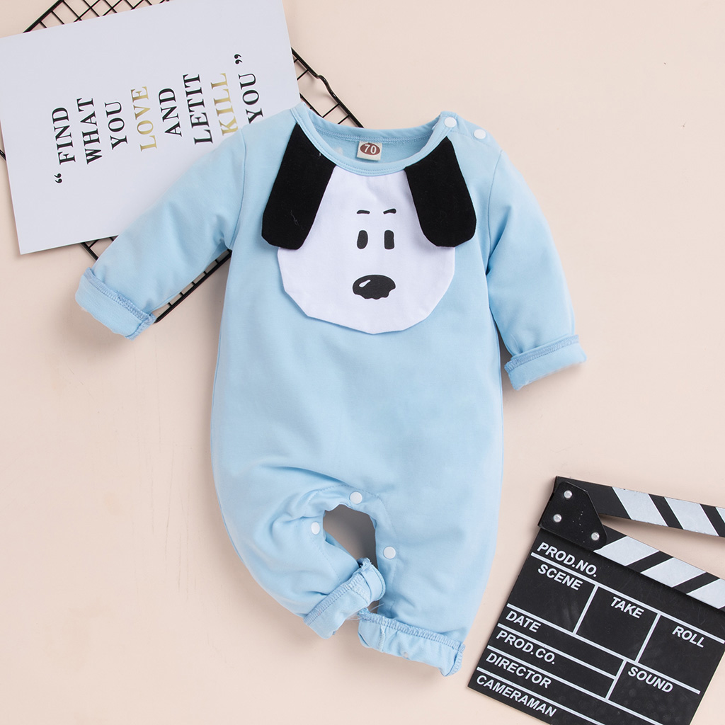 

Baby Solid Cute 3D Dog Design Long-sleeve Jumpsuit