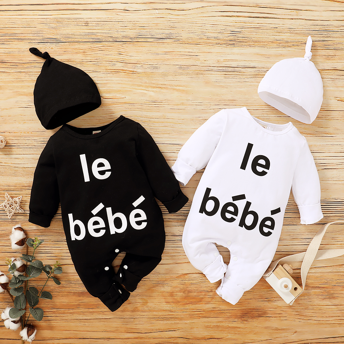 

2-piece Baby Letter Jumpsuit with Hat Set