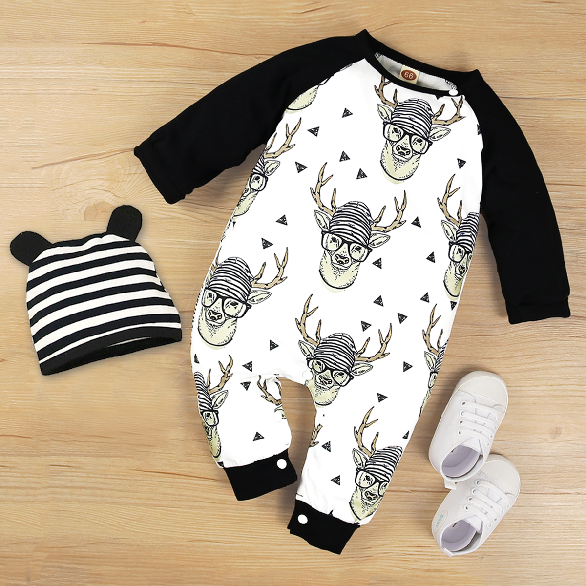 

2-piece Baby Elk Jumpsuit with Striped Hat