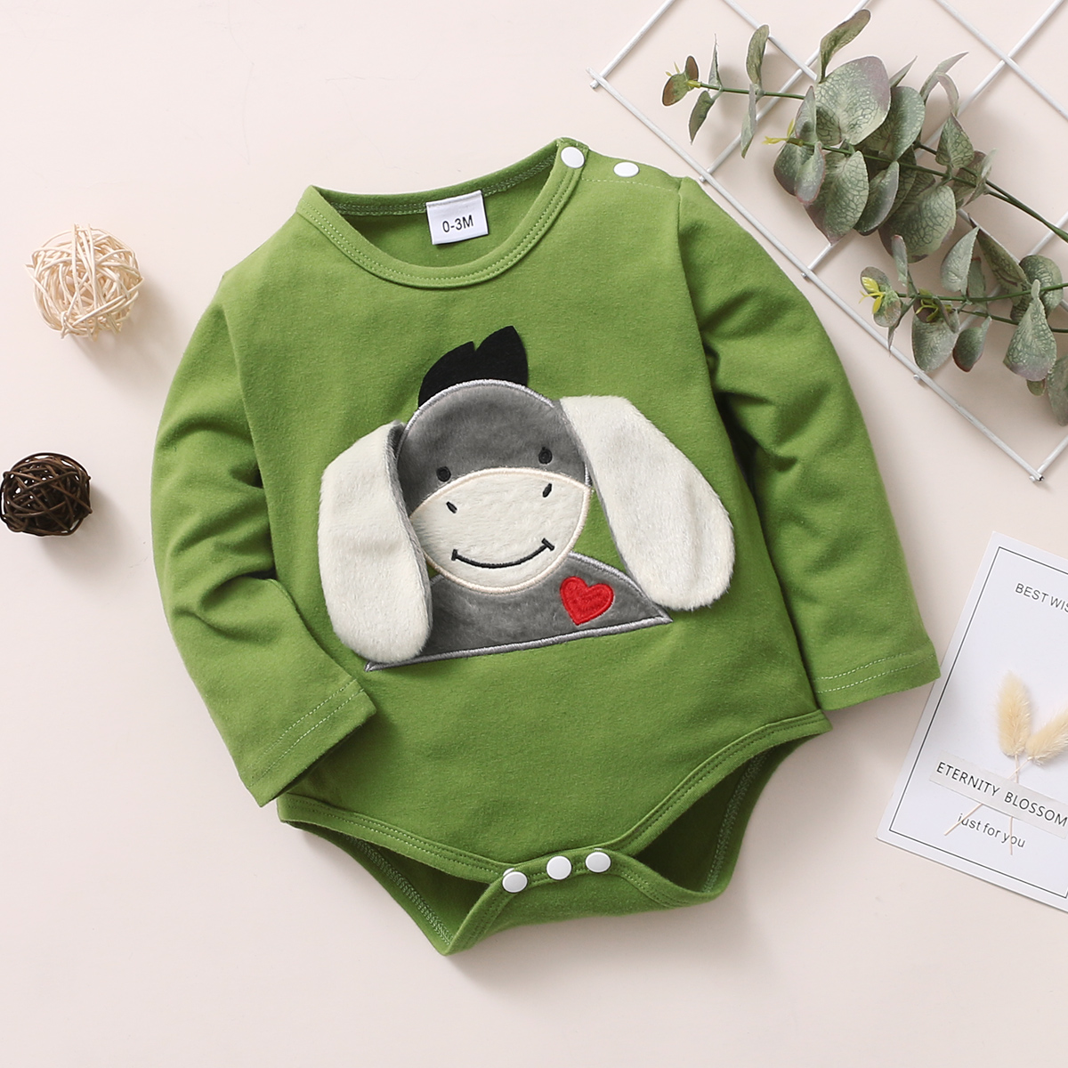 

Baby Donkey Applique Long-sleeve Romper