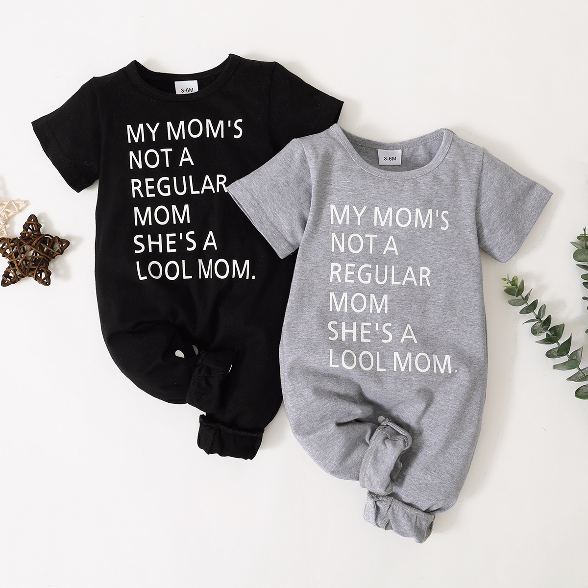 

Baby Short-sleeve Casual Letter Jumpsuit