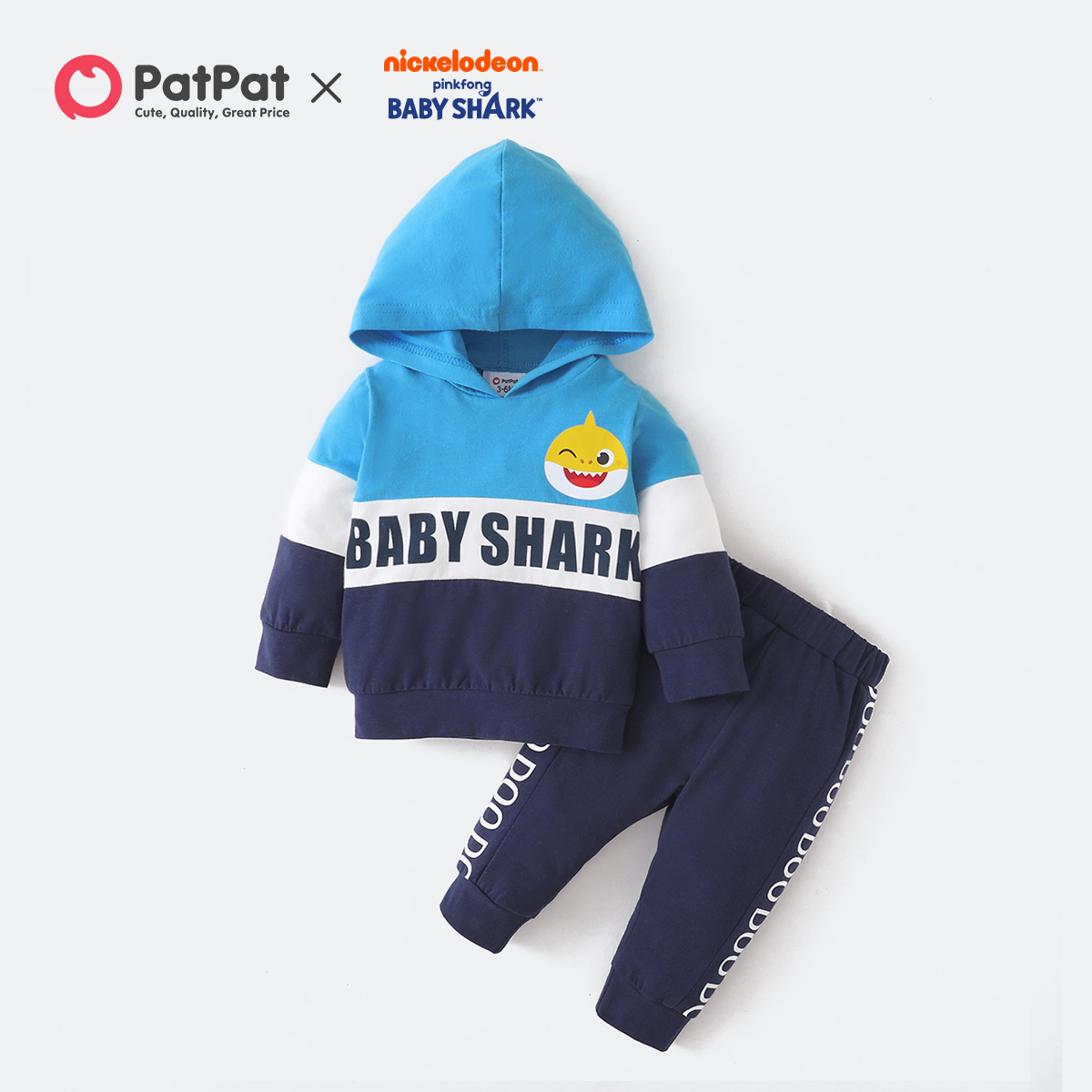 

Baby Shark 2-piece Baby Boy Cotton Colorblock Sweatshirt and Pants Set