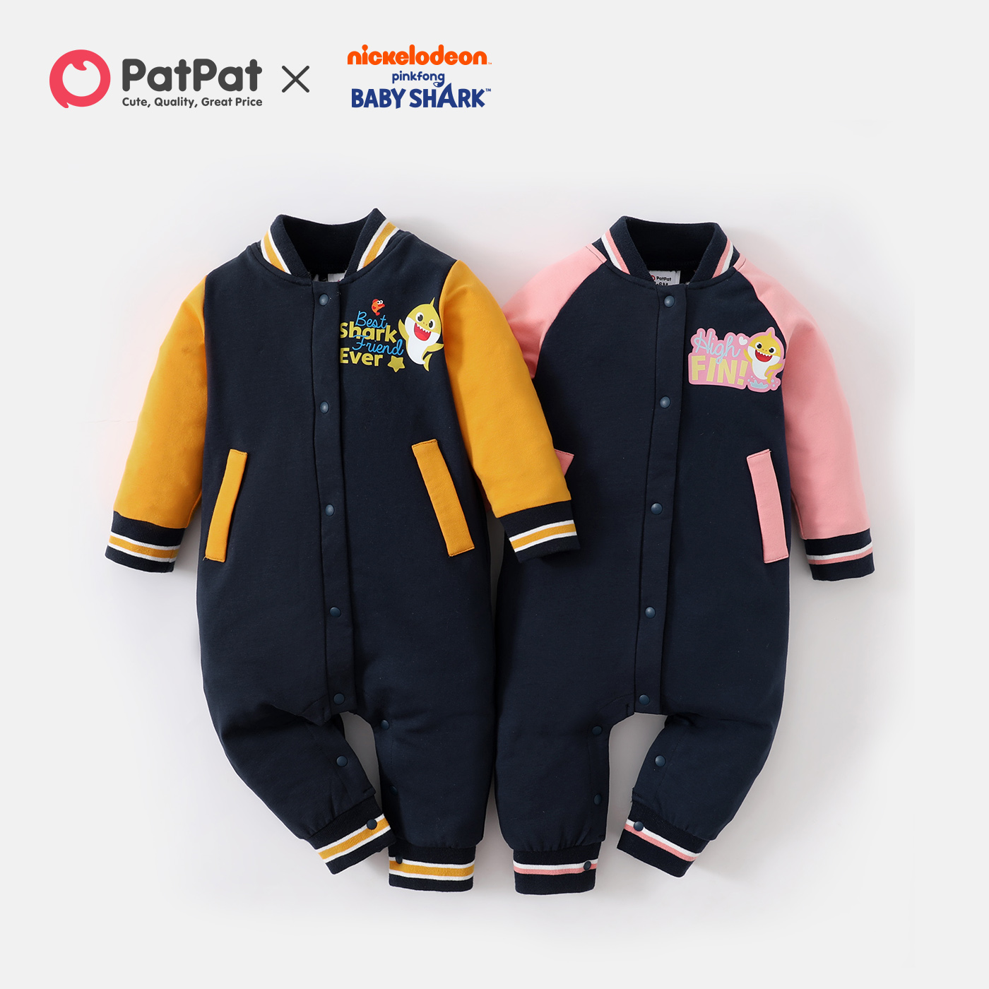 

Baby Shark Cotton Front Buttons Long-sleeve Jumpsuit for Baby Boy/Girl