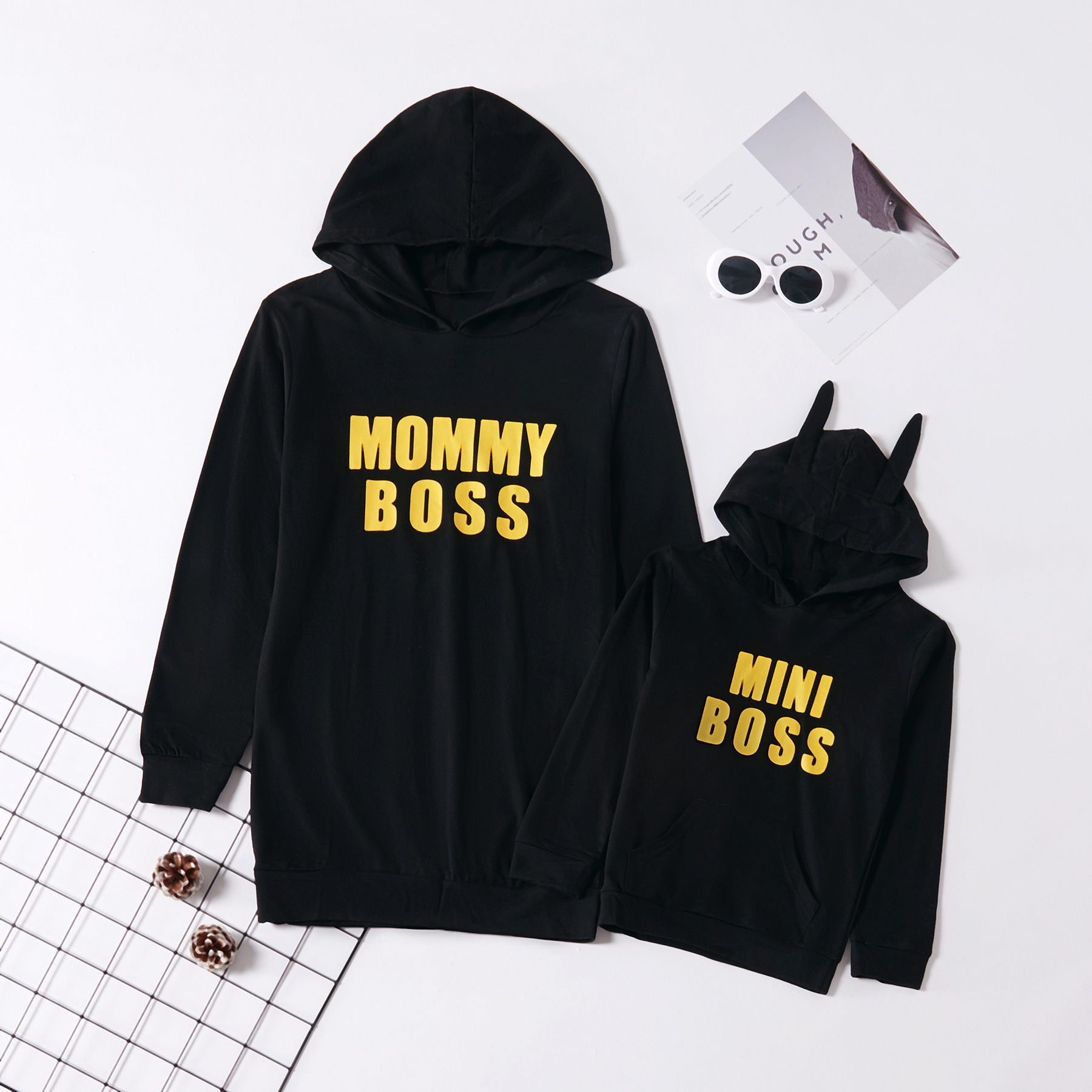 

BOSS" Print Hoodies for Mommy and Me