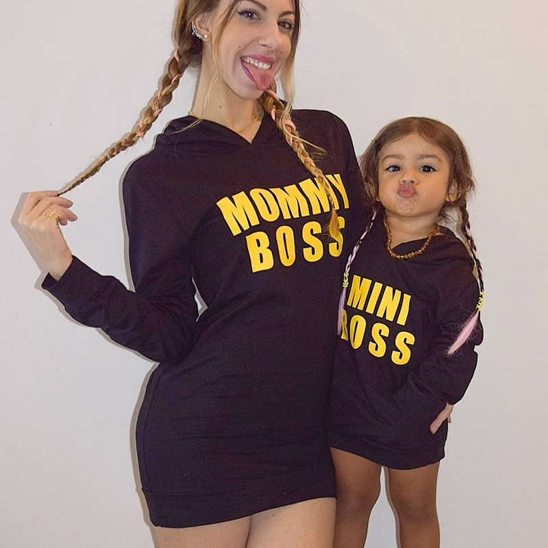 

BOSS" Print Hoodies for Mommy and Me