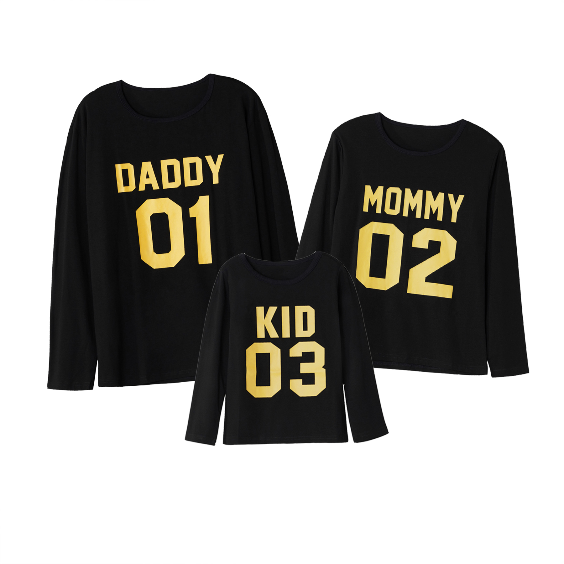 

Stylish Golden Letter Print Long-sleeve Family Matching T-shirts