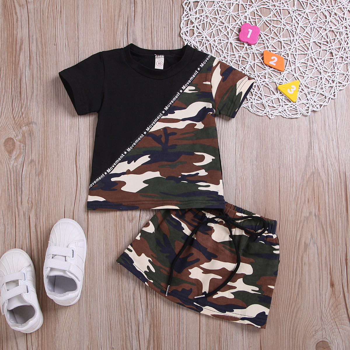 

Baby Boy Cool Camouflage Splice Tee and Shorts Set