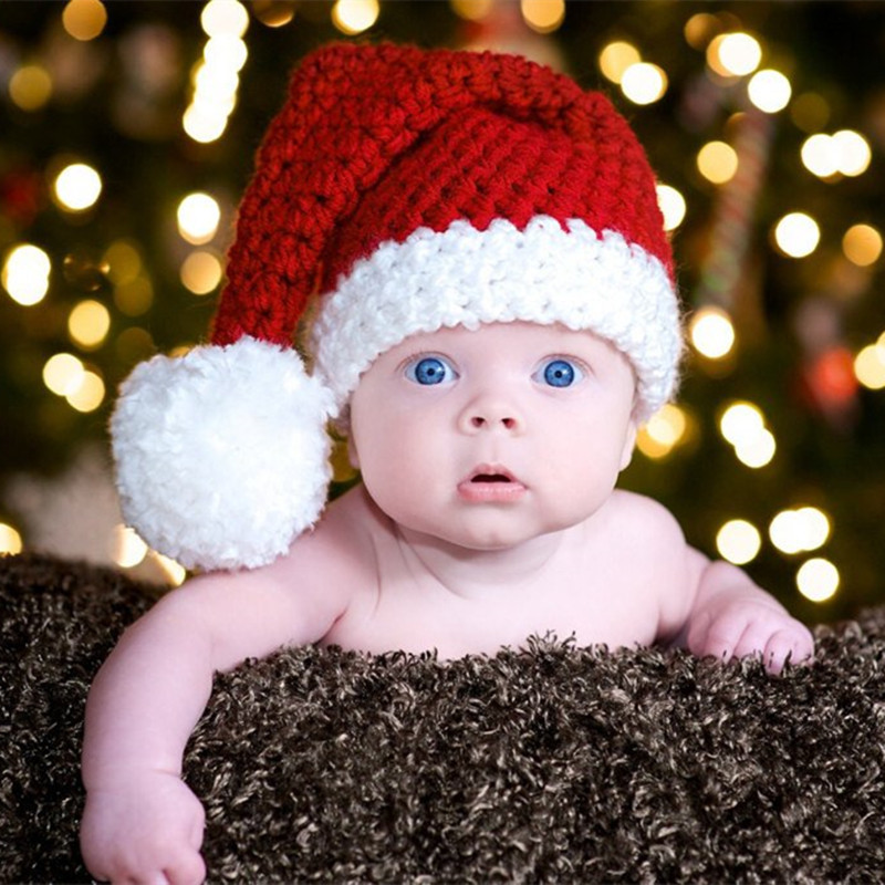 

Baby Christmas Red Knitted Hat Newborn Photography Props Newborn Baby Accessory