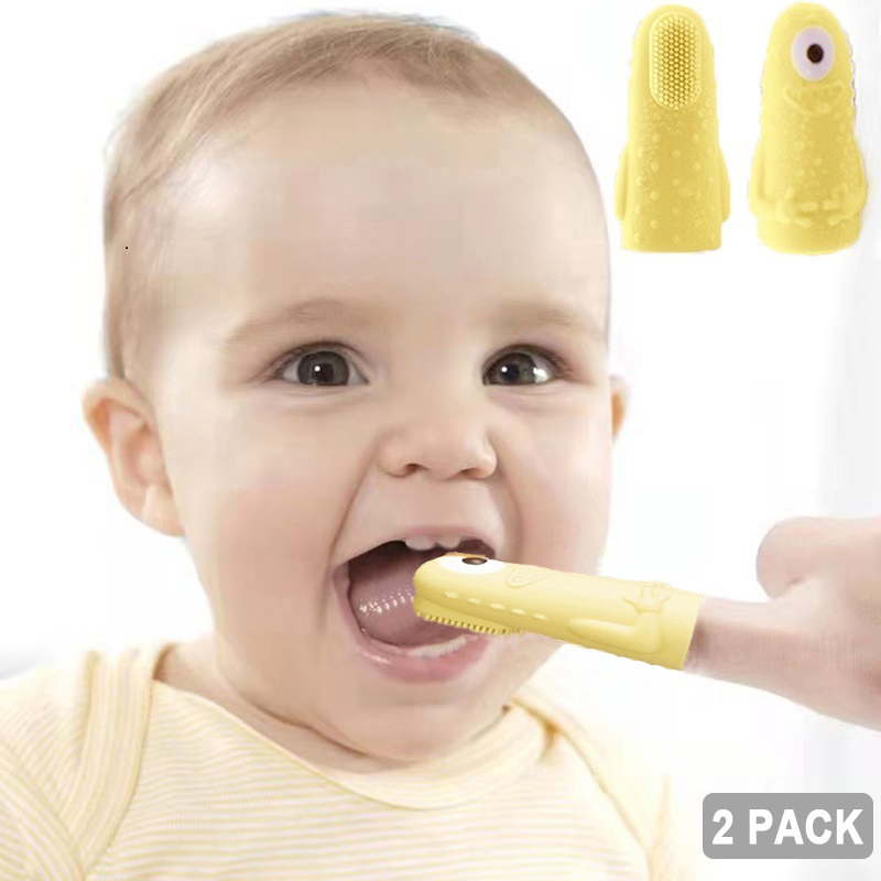 

2-pack Baby Finger Toothbrush Soft Silicone Cartoon Toothbrush Oral Cleaning Massager