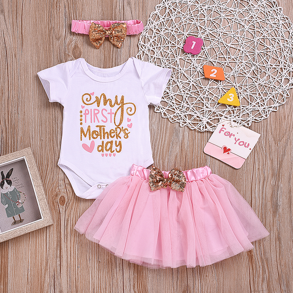 

Baby Girl 3-piece My First Mother's Day Tutu Skirt Set