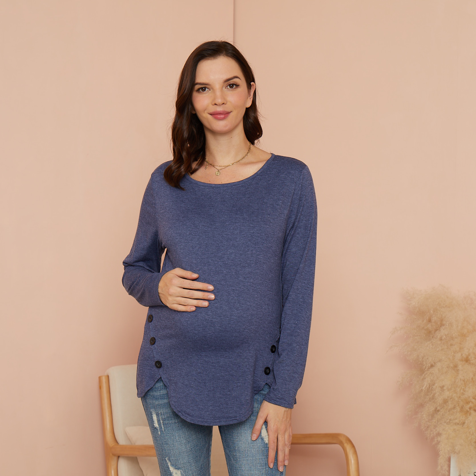

Maternity Round collar Plain T-shirt