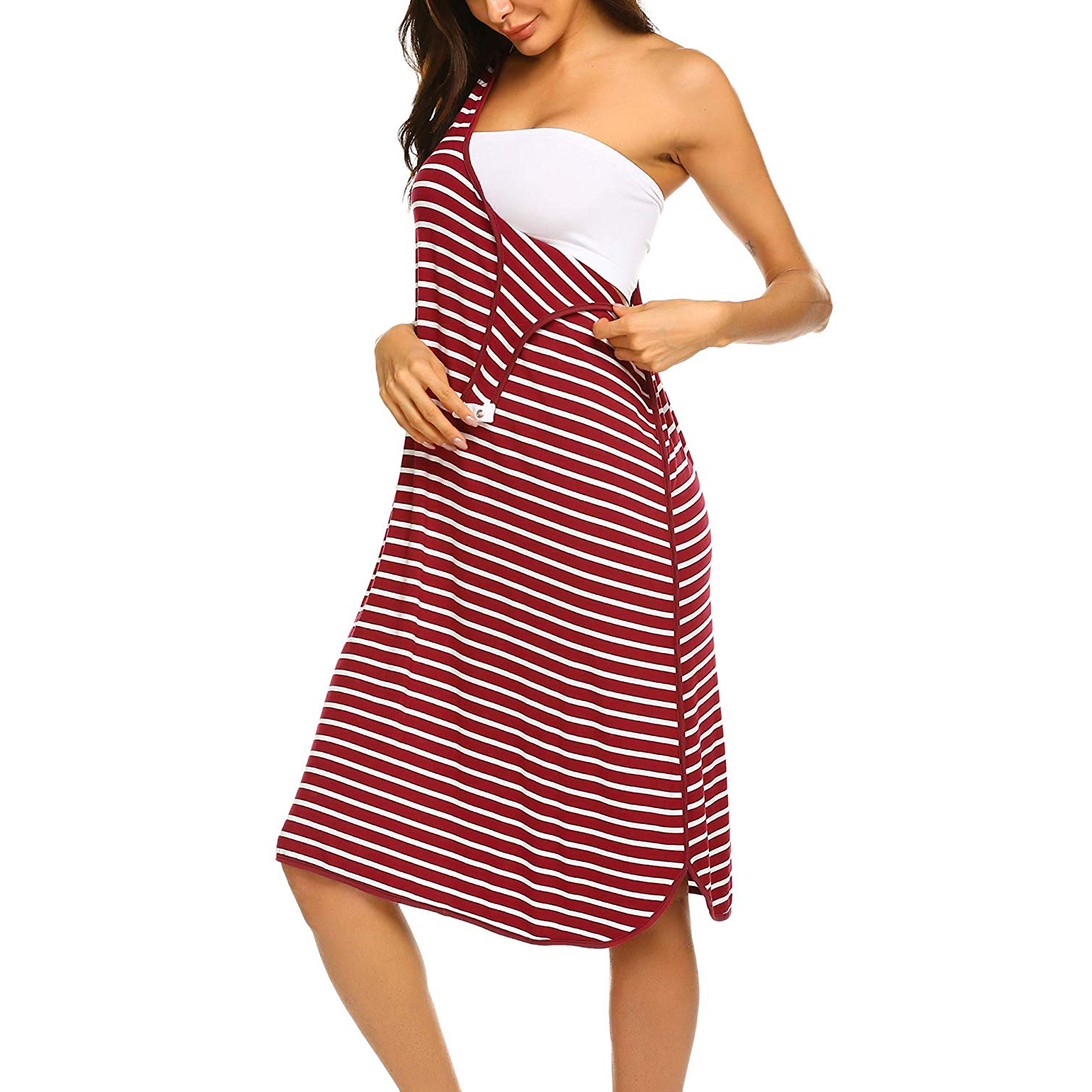 

Pretty Striped Sleeveless Nursing Dress