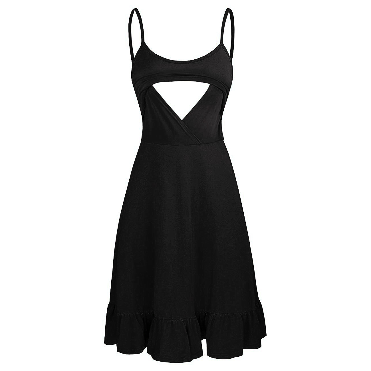 

Chic Solid Strappy Maternity Nursing Dress