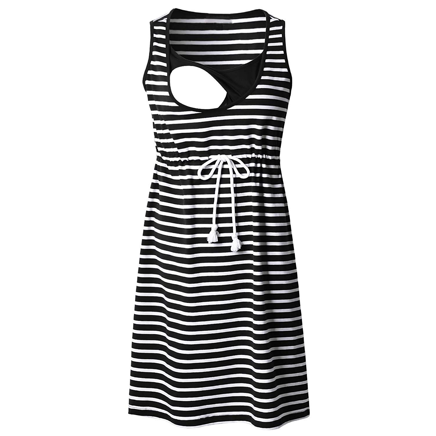 

Casual Striped Sleeveless Nursing Dress