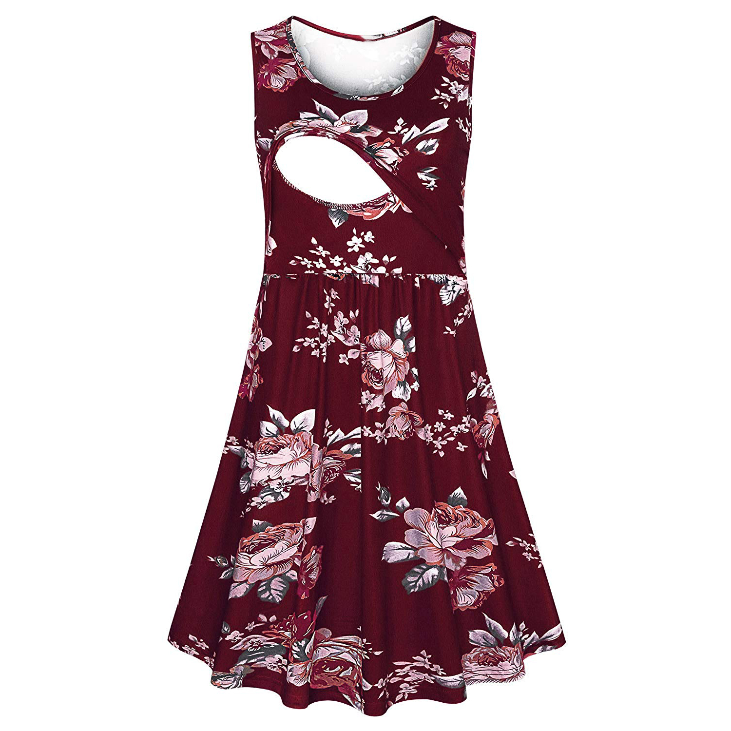 

Casual Floral Print Short-sleeve Nursing Dress