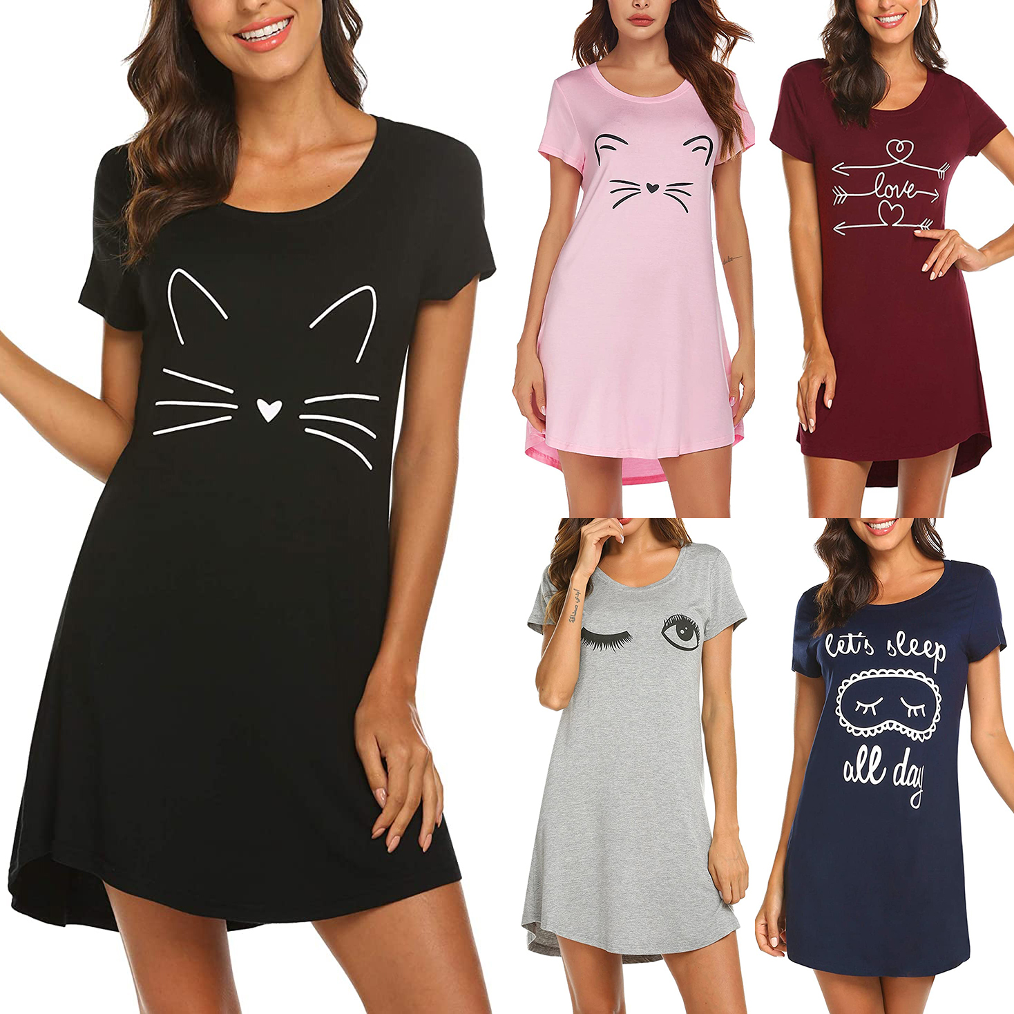 

Casual Short-sleeve Kitty Printed Sleepwear
