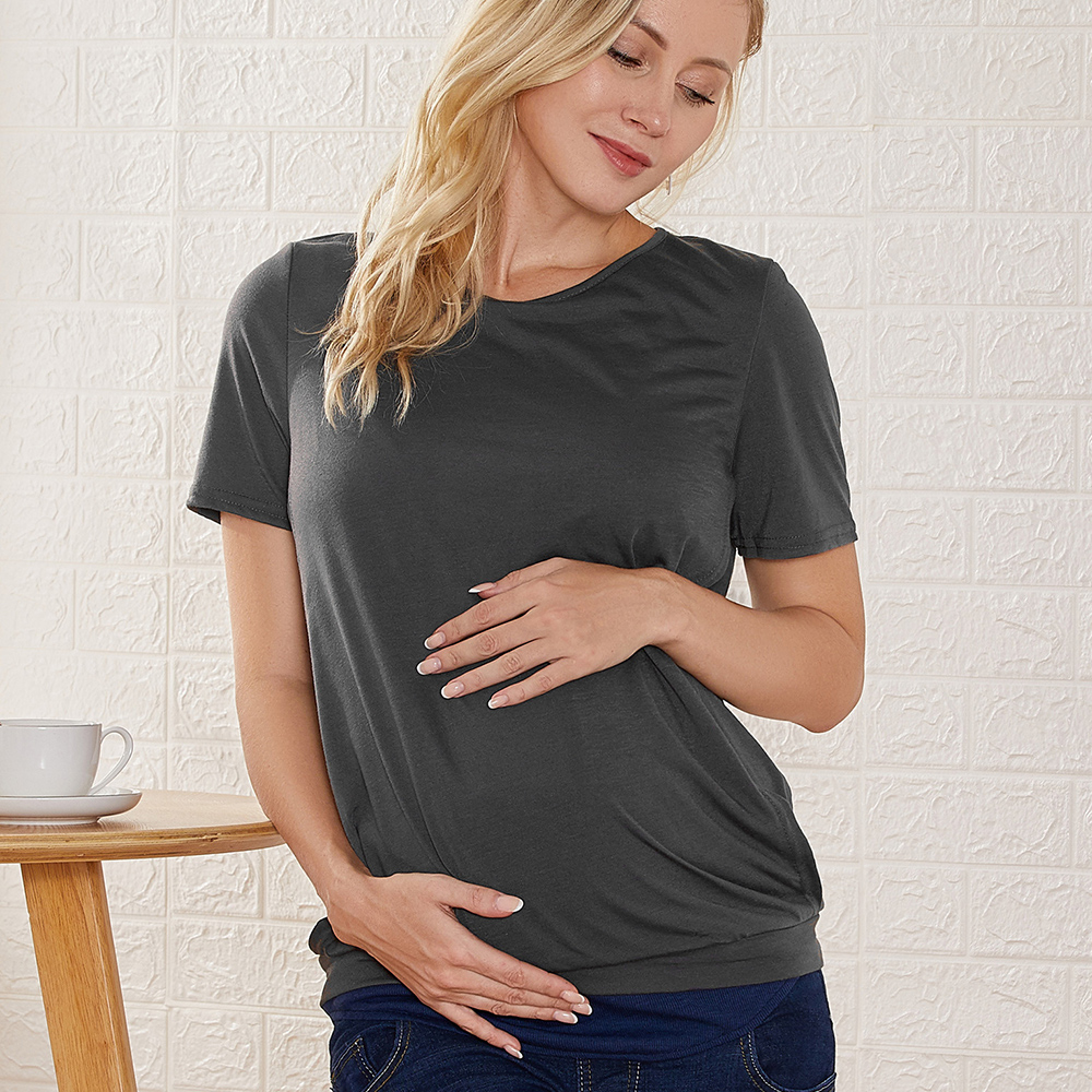 

Maternity Round collar Plain Short-sleeve Nursing Tee