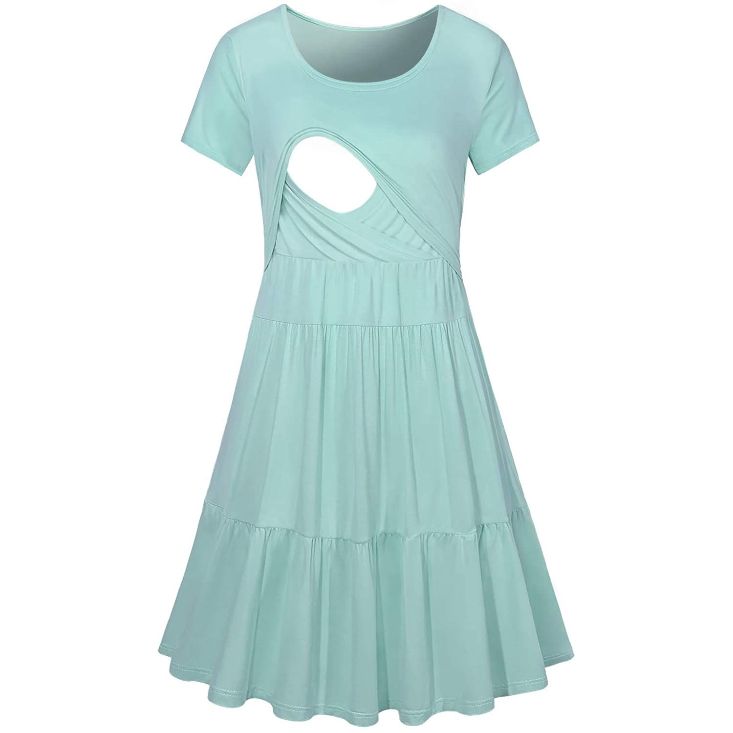 

Nursing casual Print Round collar A Short-sleeve Nursing Dress