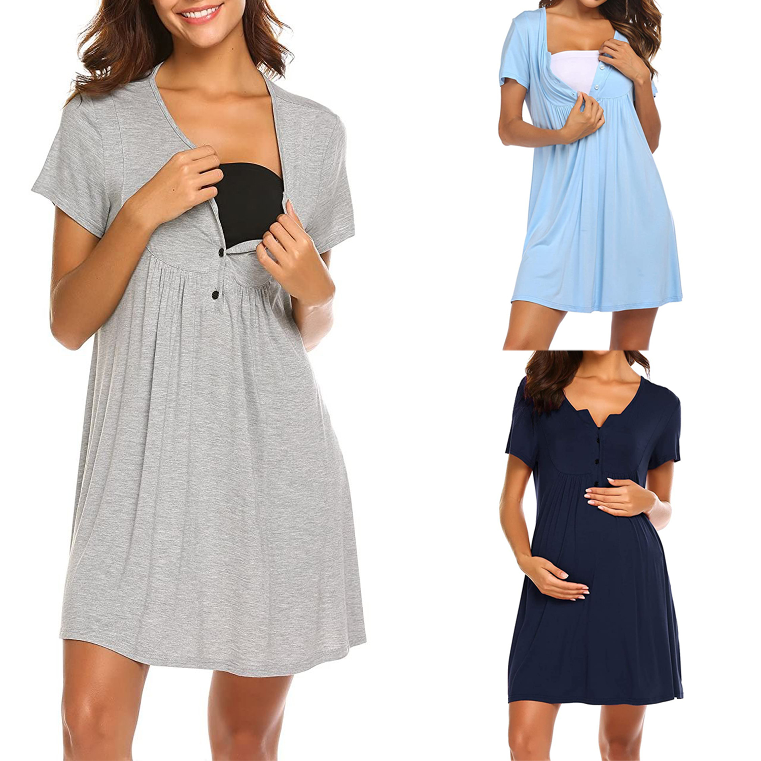 

Casual Solid Short-sleeve Nursing Dress