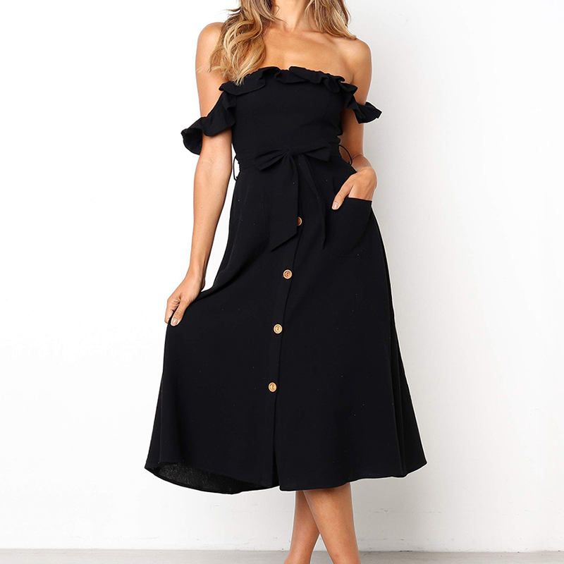 

Elegant Off Shoulder Ruffled Dress