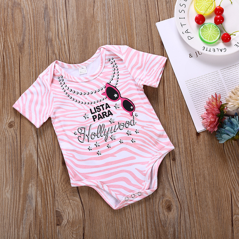 

Baby Girl Wave Glasses Print Short-sleeve Romper