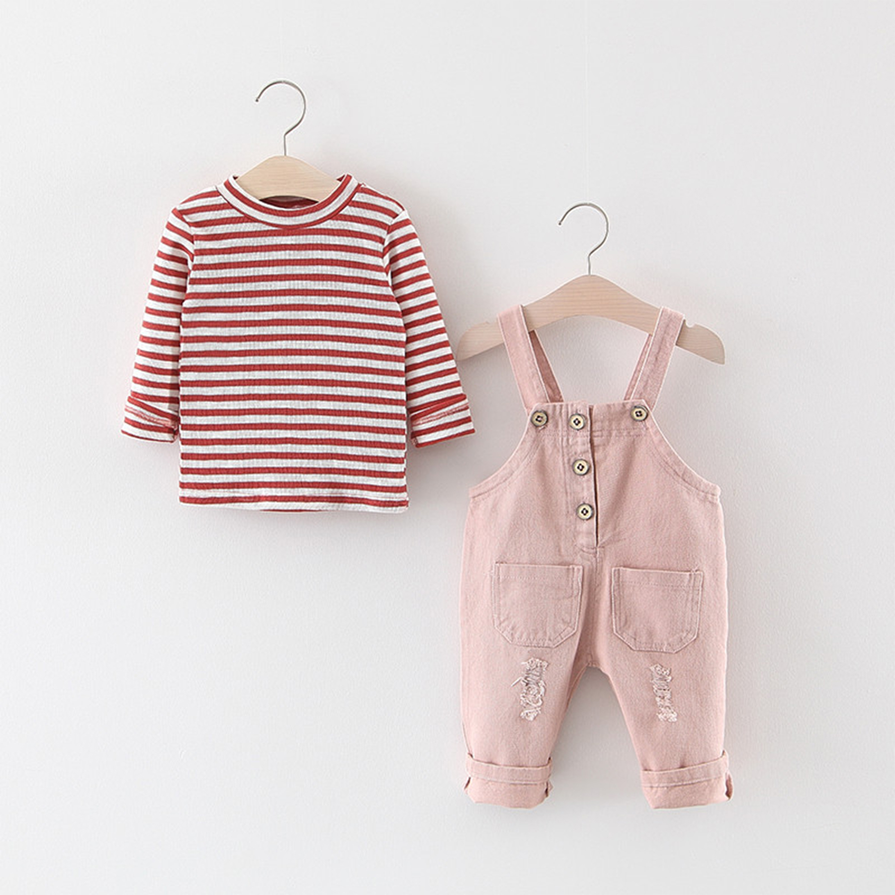 

2-piece Striped Top and Overalls for Baby / Toddler Girl