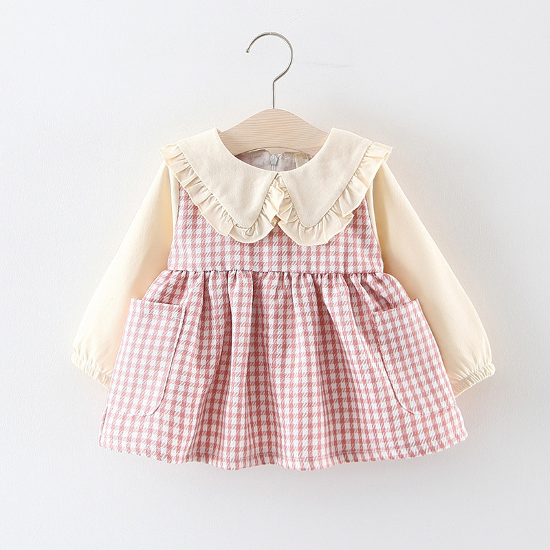 

Baby Sweet Plaid Doll Collar Long-sleeve Princess Dress