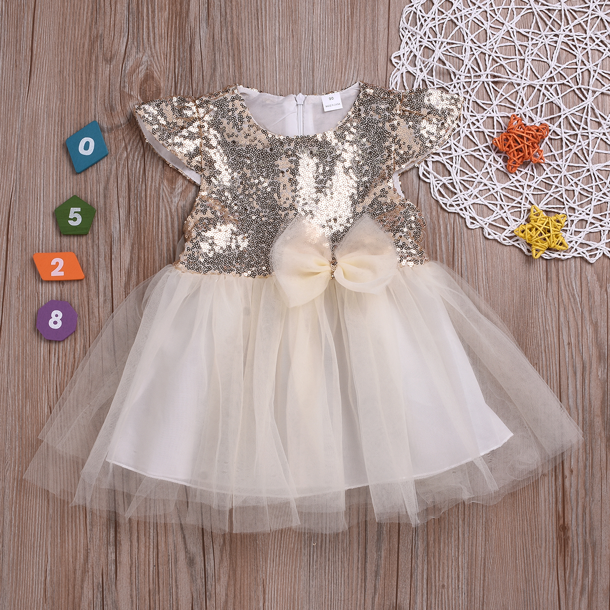

Baby Girl's Sequin Short-sleeve Tulle Party Dress