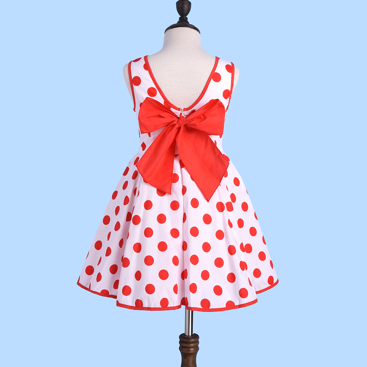 

Pretty Polka Dot Bowknot Decor Party Dress