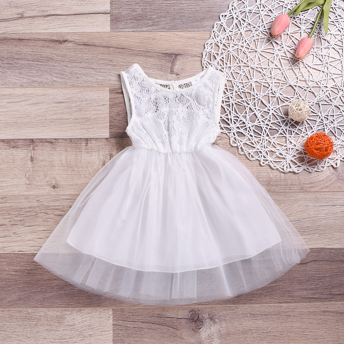 

Baby / Toddler Lace Hollow Out Sleeveless Mesh Dress