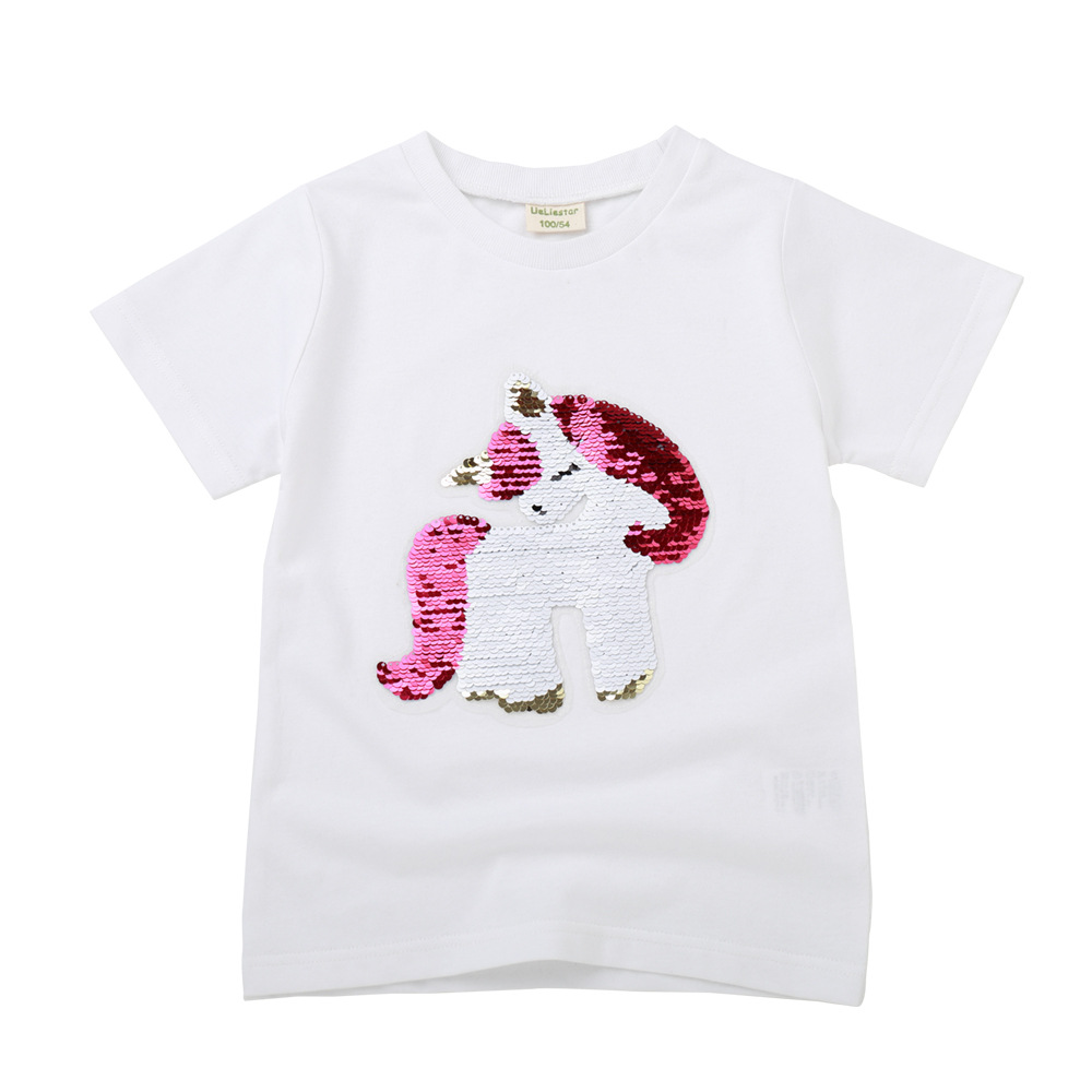 

Summer Print Unicorn 100% Cotton Short-sleeve T-shirt for Girl
