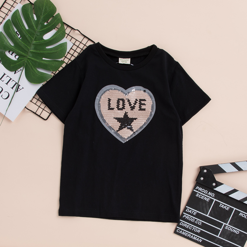 

Summer Fashion Print Cartoon LOVE Korean Round-collar Short-sleeve T-shirt for Girl